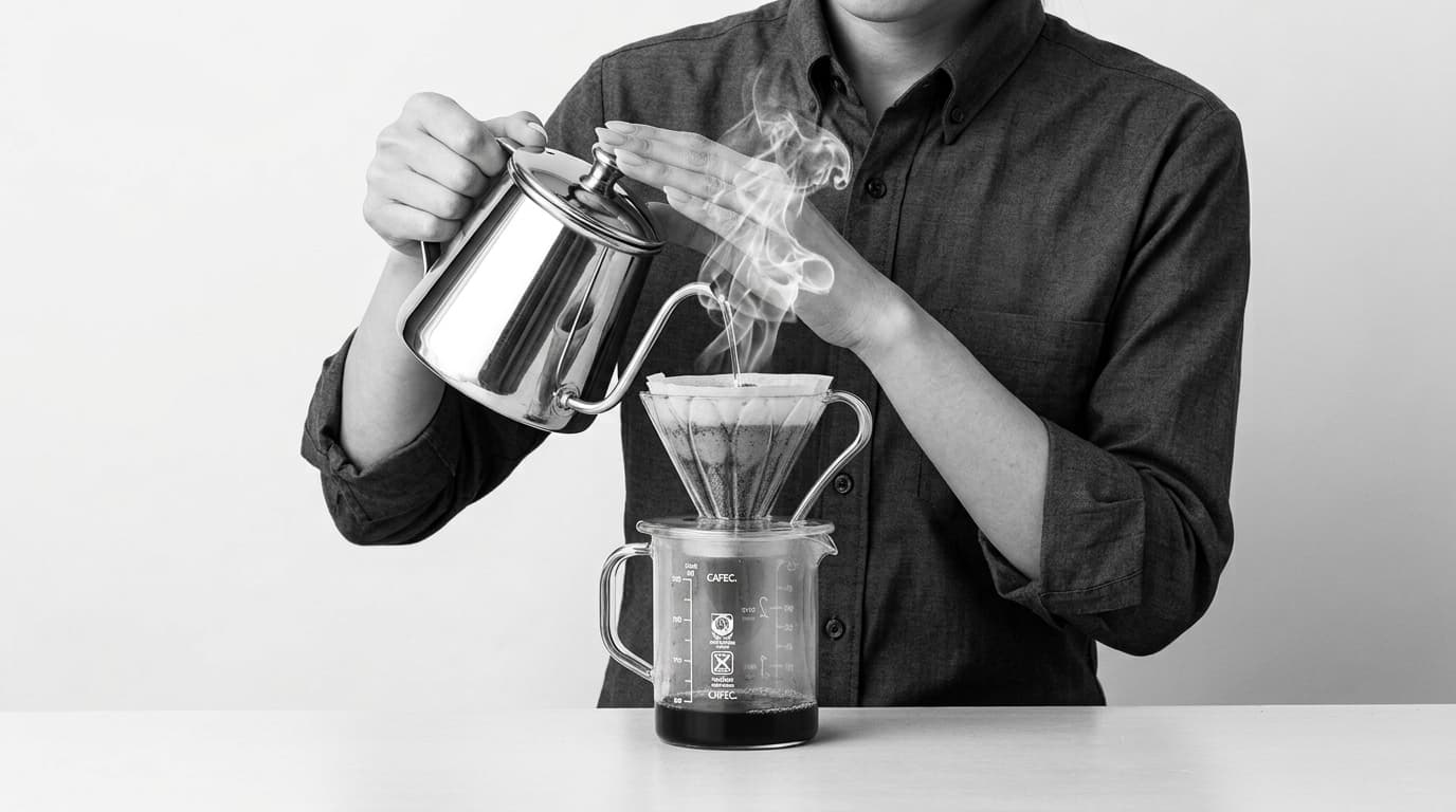 Preparando café con dripper y filtro CAFEC